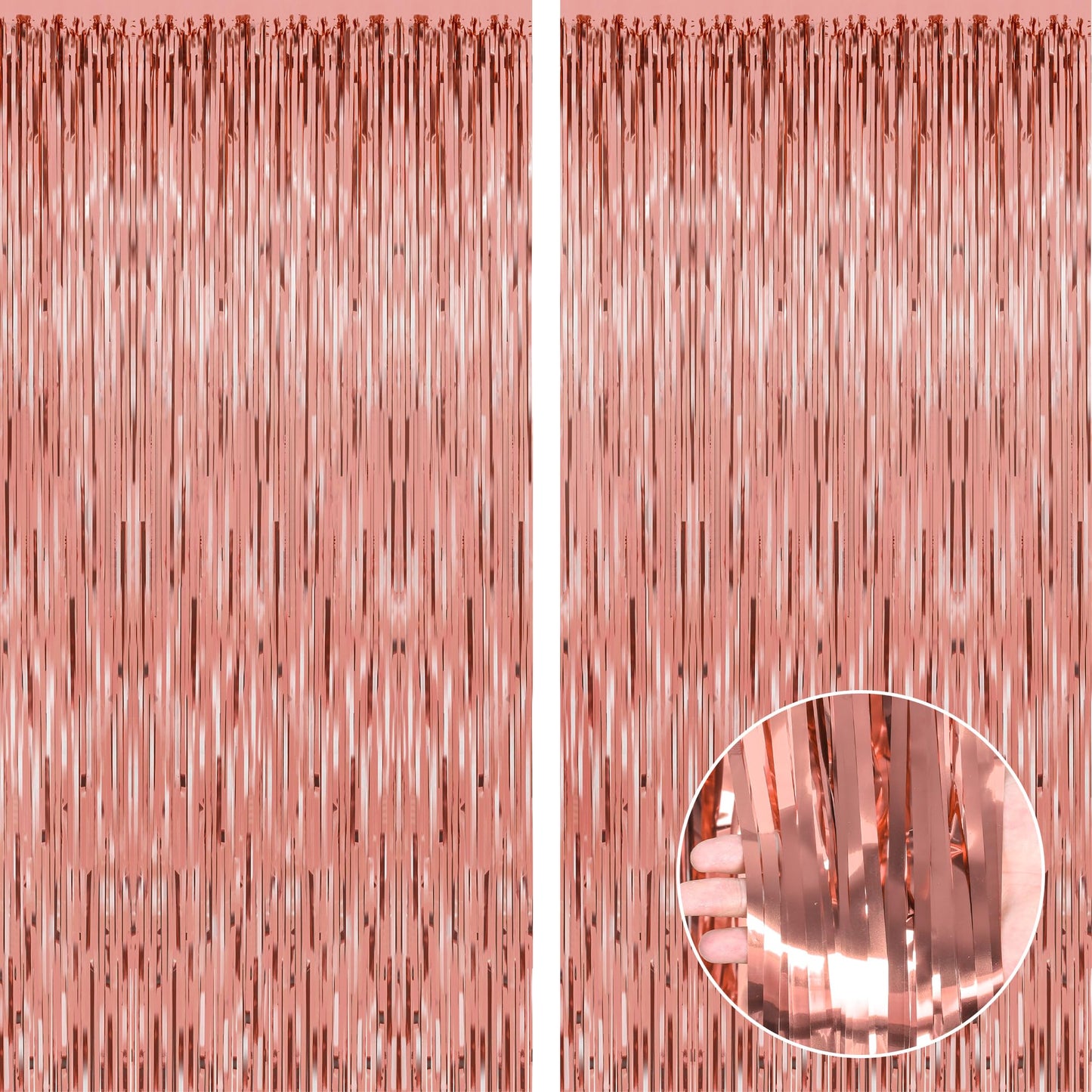 2 Pack Valentine Party Decorations, 3.28 FT x 7.05 FT Rose Gold Backdrop Curtains, Valentines Day Photo Backdrop Fringe Curtain