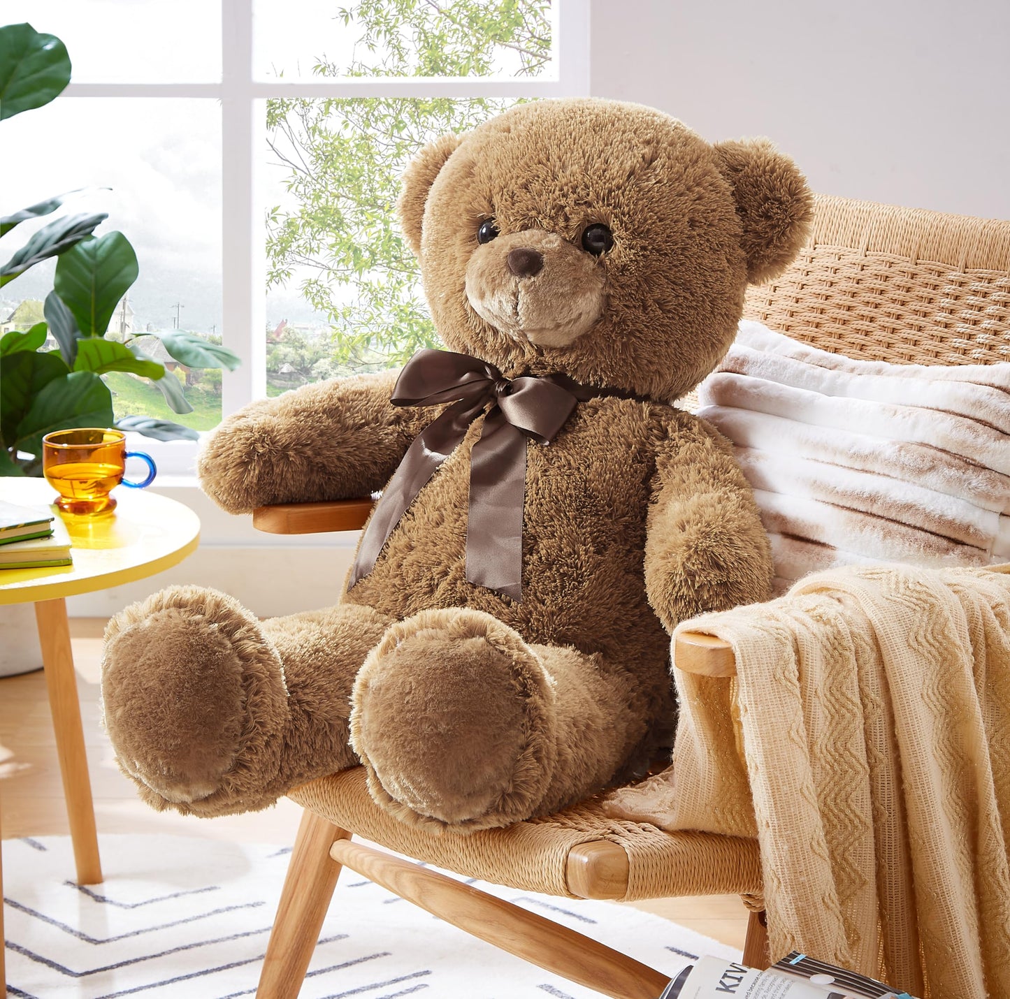 Yunnasi Big Teddy Bear Stuffed Animal 35 Inches Giant Stuffed Bear Gift For Girlfriend Children On Birthday Valentine'S Day Christmas, Brown