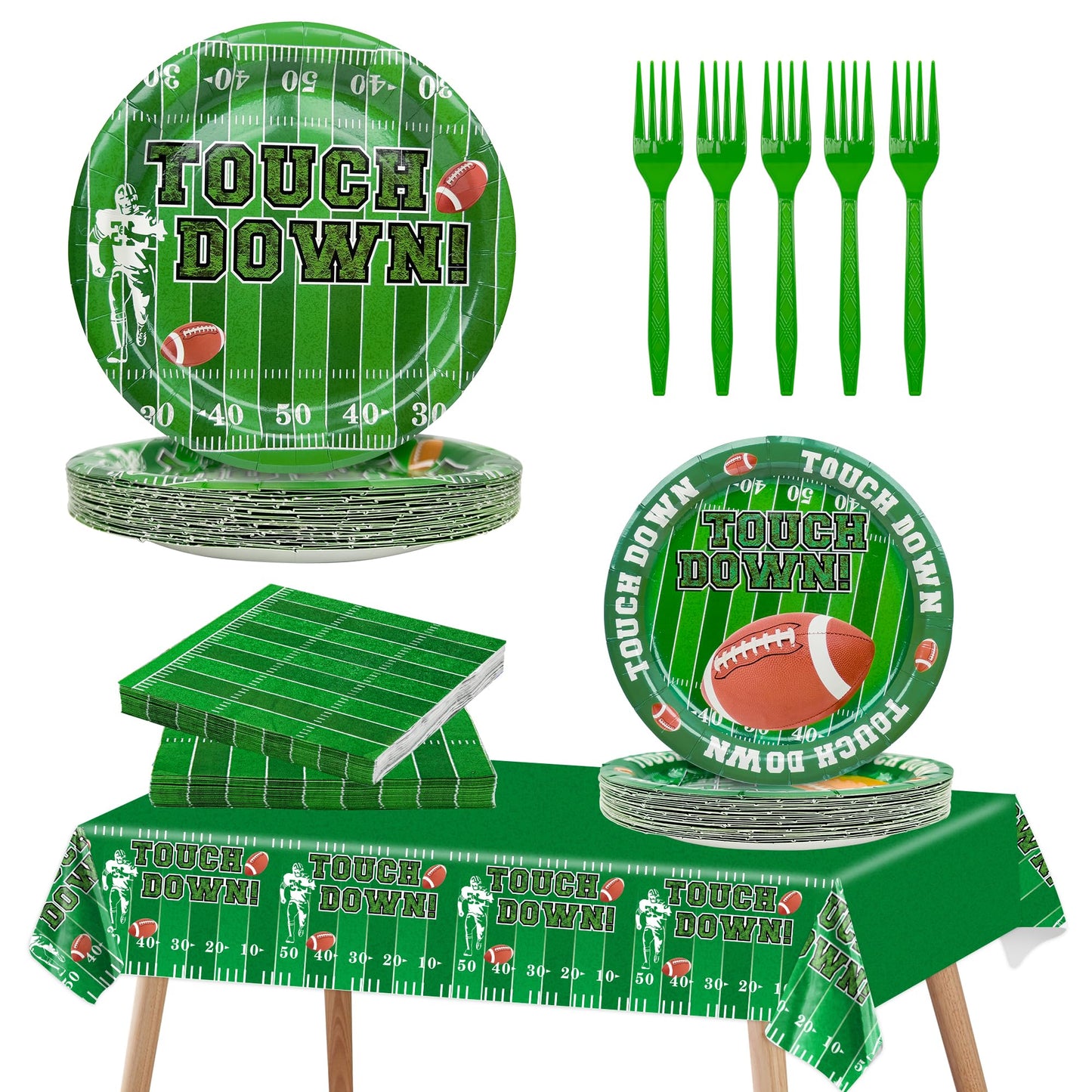 Lmjunzz 121Pcs Super Bowl Football Party Supplies Set, Serves 30 Guests Including Football Paper Plates, Dessert Plates, Napkins