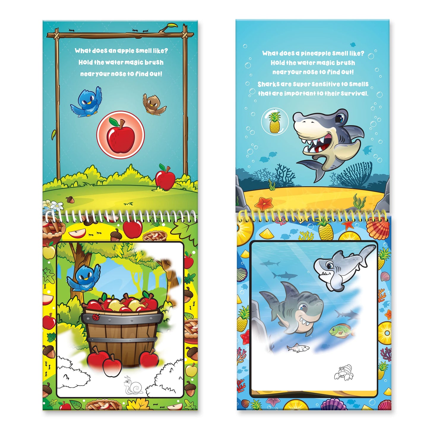 Scentco Water Magic - Scented Reusable Water Reveal Activity Books - No Mess, All Fun (Forest Friends And Ocean Friends)