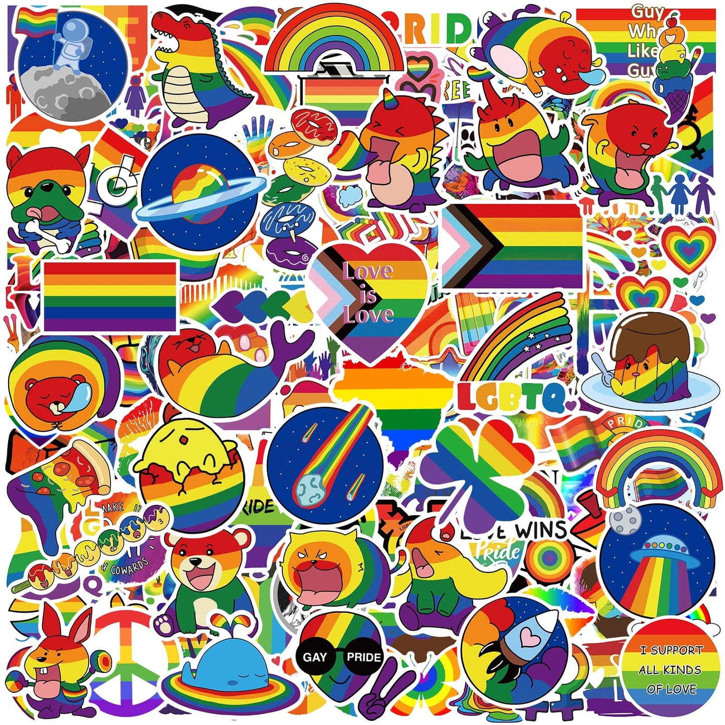 Meplum Pride Stickers, 200 Pcs Rainbow Stickers For Lgbtq Sticker Packs In Bi Trans Lesbian Pride Stuff, Gay Stickers For Laptop