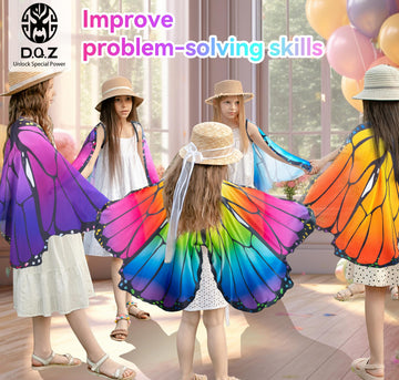D.Q.Z Kids Fairy Butterfly-Wings Costume For Girls Halloween Butterfly Costumes & Rainbow Tutu Dress Up Party Supplies (Purple1)