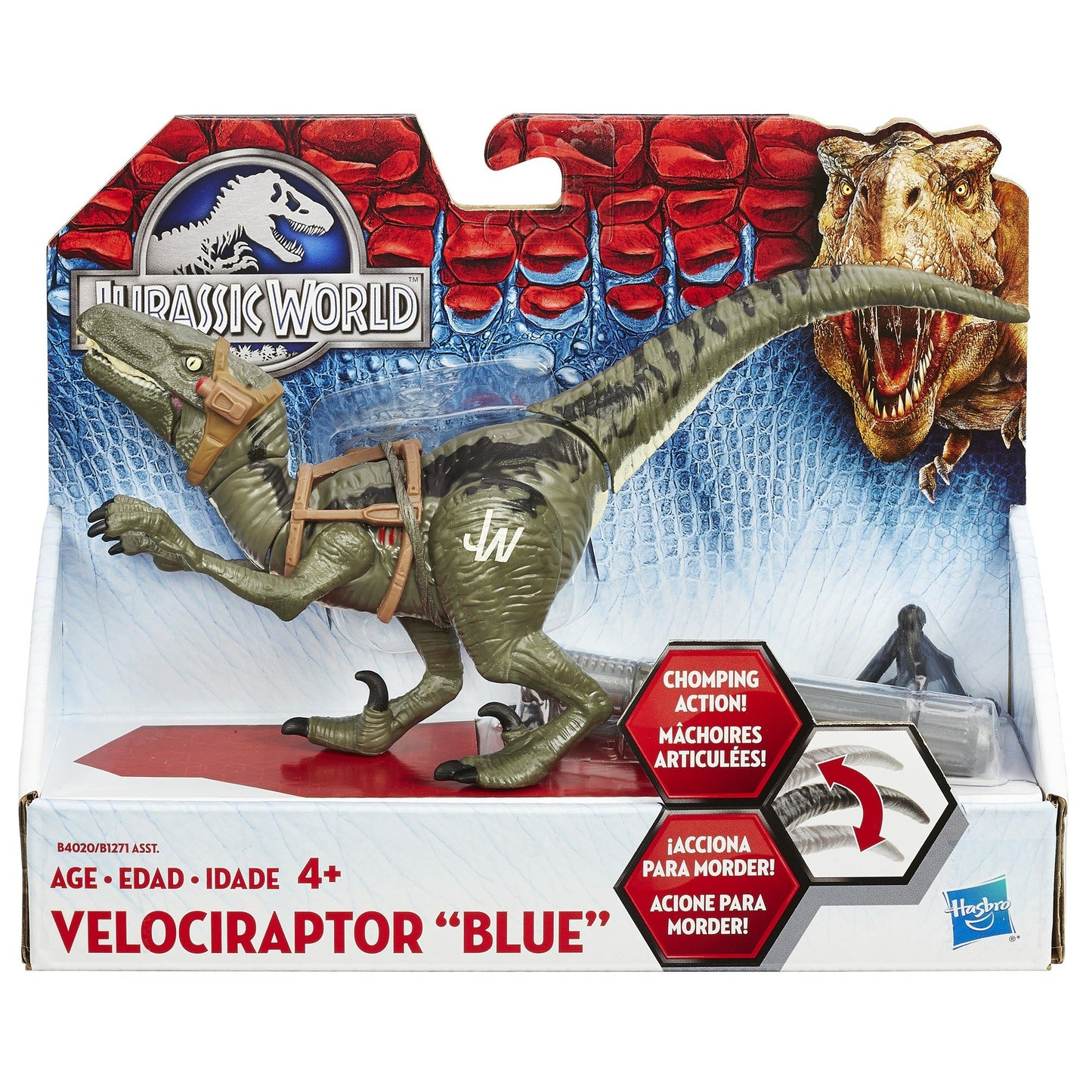 Jurassic World Bashers & Biters Velociraptor Blue Figure