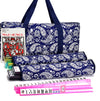 Mose Cafolo American Mahjong Game Set, Blue Paisley Carrying Bag,166 Premium White Tiles,4 All-In-One Color Rack/Pushers,100 Chips,1 Wind Indicator, Complete Mah Jong Tiles Set, Mah Jongg Set