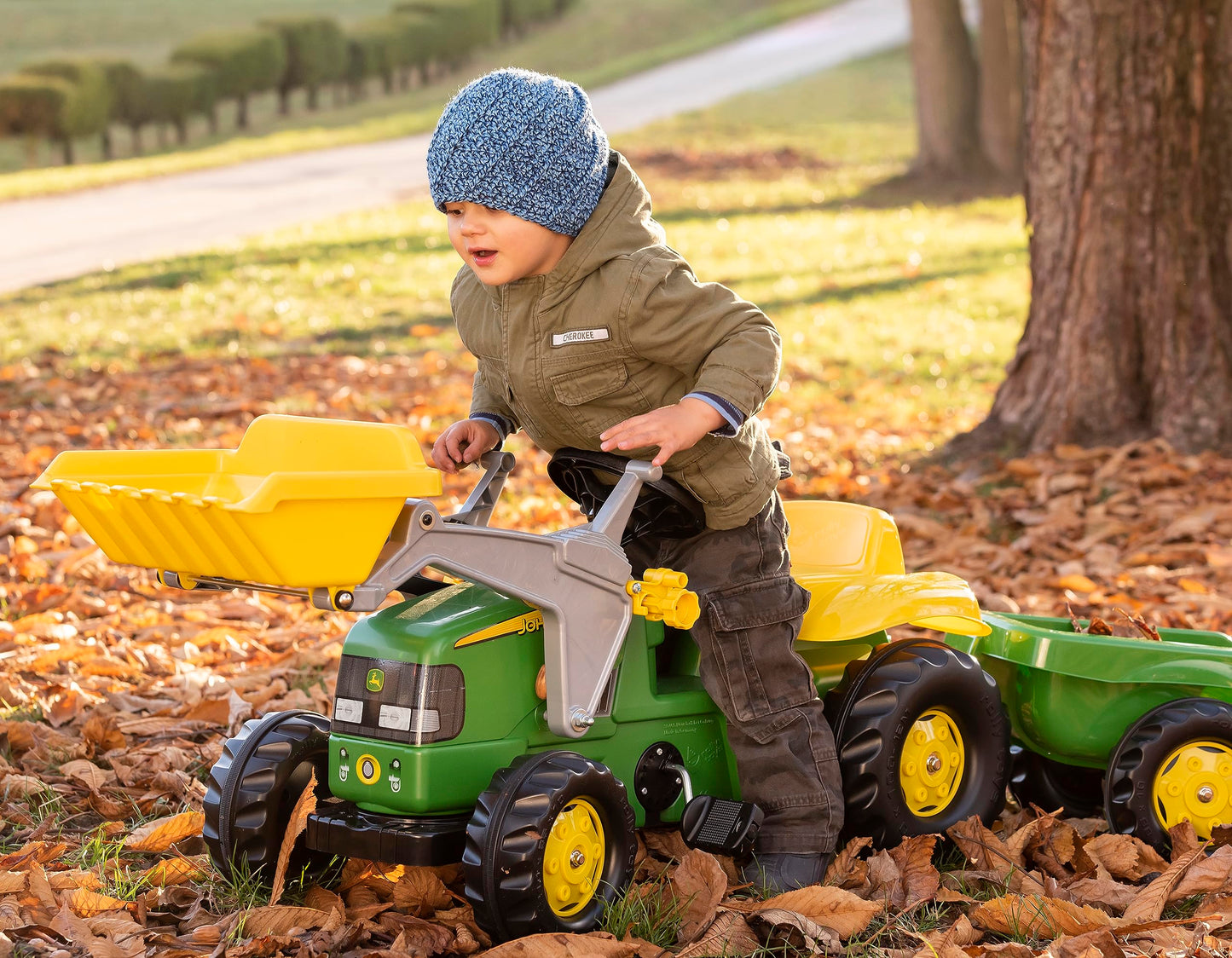 Rolly Toys John Deere Pedal Tractor With Working Front Loader And Detachable Trailer, Youth Ages 3+
