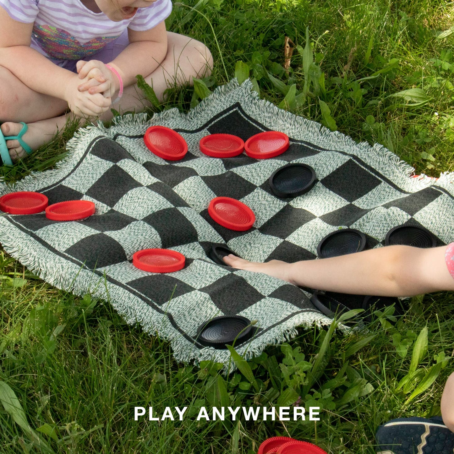 Brybelly Large Checkers Set - Giant Checkers Game For Indoor/Outdoor - Jumbo Classic Board Games For Friends And Family - 3-In-1