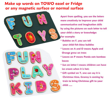 Toys of Wood Oxford Wooden Magnetic Letters and Numbers - Fridge Magnets for Kids- Alphabet Letter and Number Magnets for Children- ABC and Spelling Learning Toy