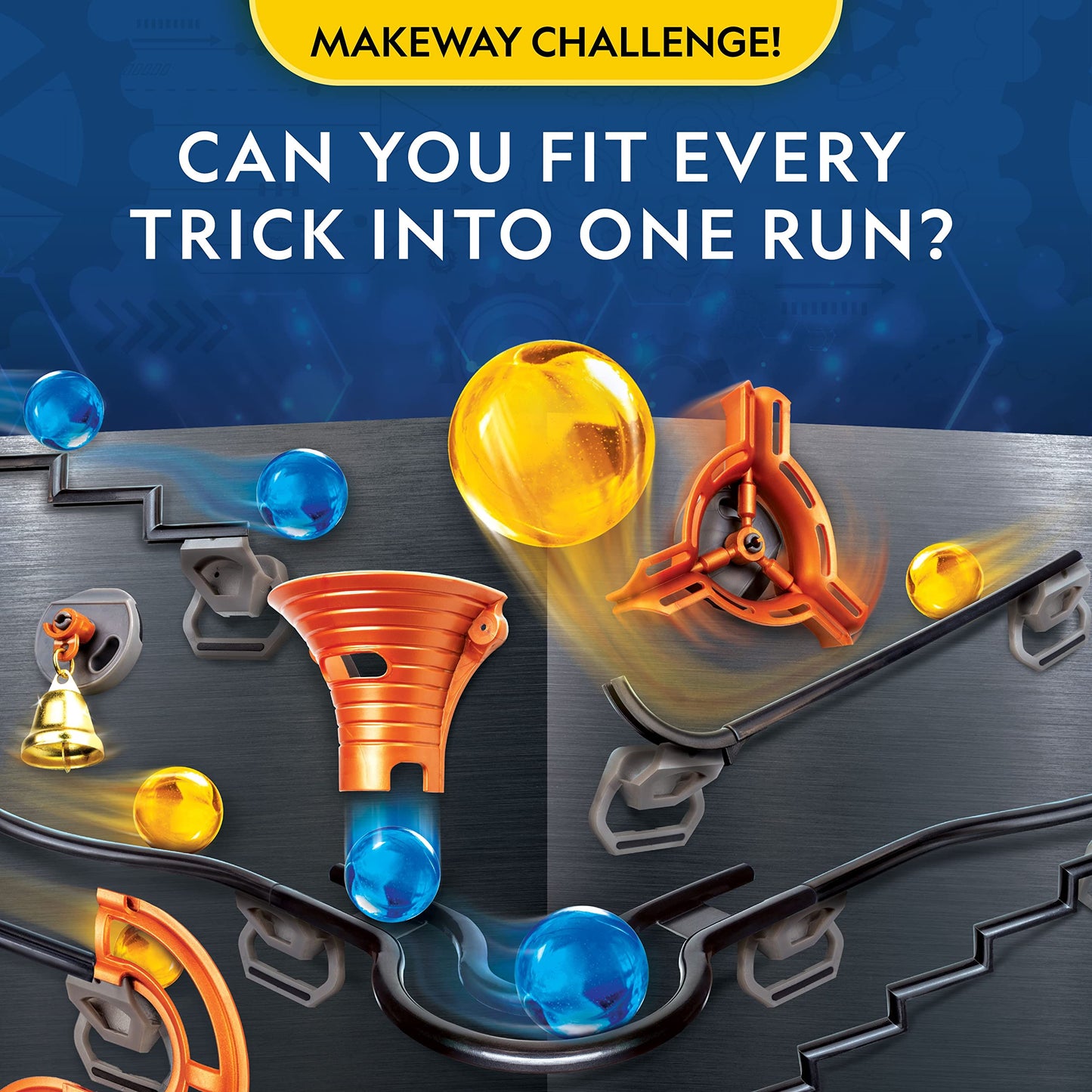 National Geographic Magnetic Marble Run - 50-Piece Stem Building Set For Kids & Adults With Magnetic Track & Trick Pieces, & Marbles For Building A Marble Maze Anywhere Magnets Stick