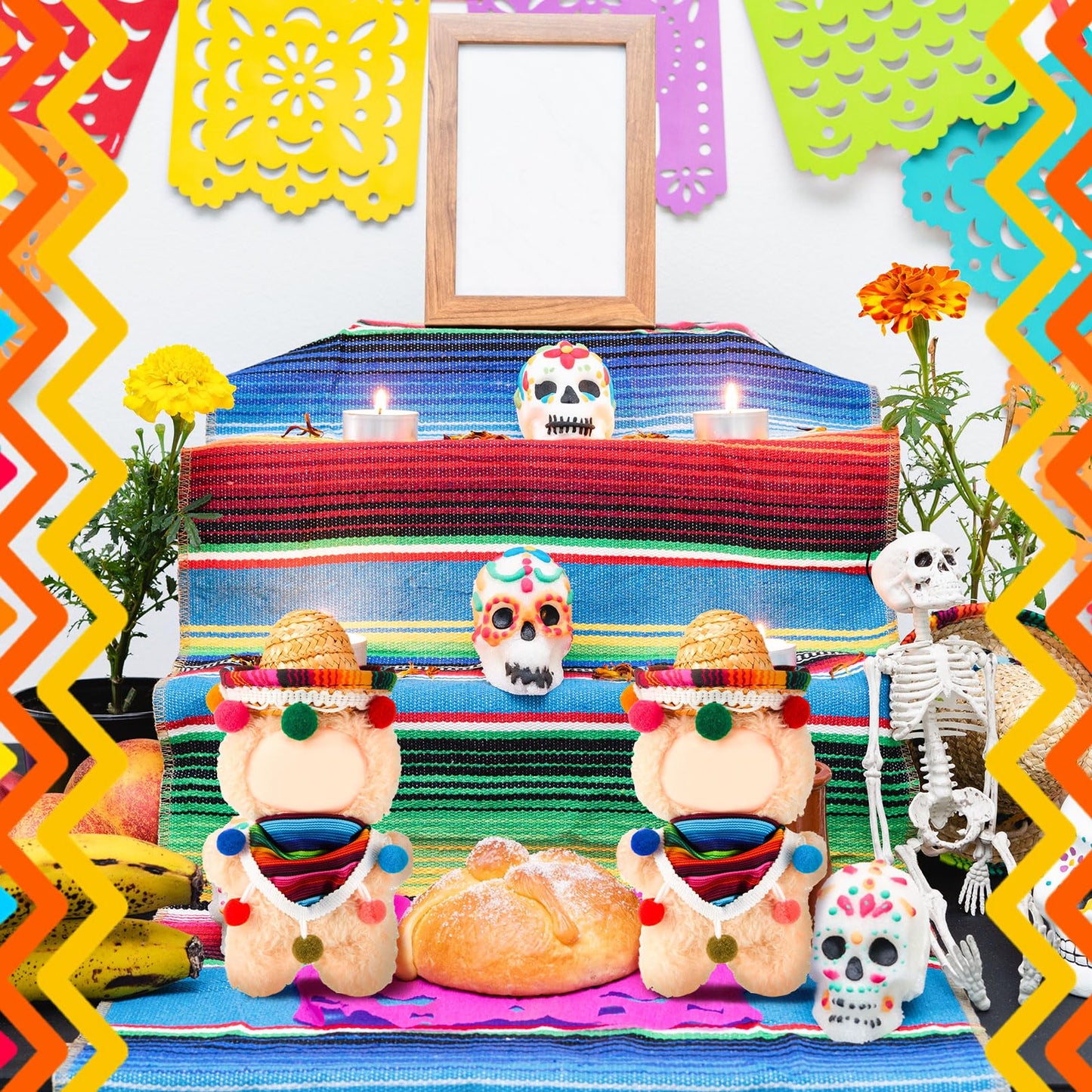 Shyyween 2 Pcs 17cm Doll Mexican Costume Accessories Mini Western Cowboy Mexican Hat with Bandana Scarf Outfit Set Accessories for Birthday Christmas Anniversary Collectors' Gift Doll Not Included