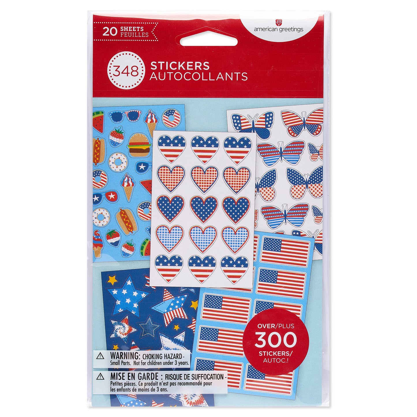 American Greetings Patriotic Stickers, American Flag And Summer Treats (20-Count)