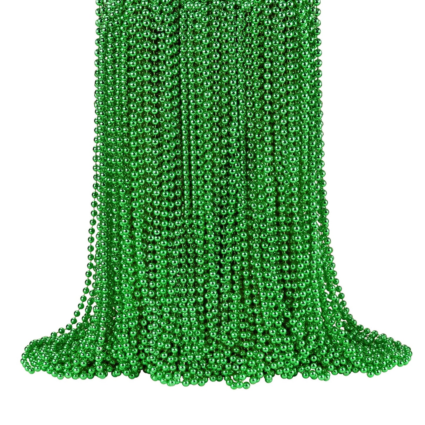 SHAOQINLIN 144 Pcs Green Mardi Gras Beads, 33'' 7 mm Metallic Green Bead Necklaces St. Patrick's Day Bead Necklaces Round Party
