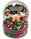 Gingerbread House Green & Red Pom-Poms Clear Slime, Good Stretchy Premade Slime, Slime Party Favors For Kids, Sensory Toys Girls