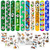 30Pcs Soccer Slap Bracelets Party Favors with Soccer Tattoo Birthday Gifts Soccer Party Decorations Snap Band for Kids Boys