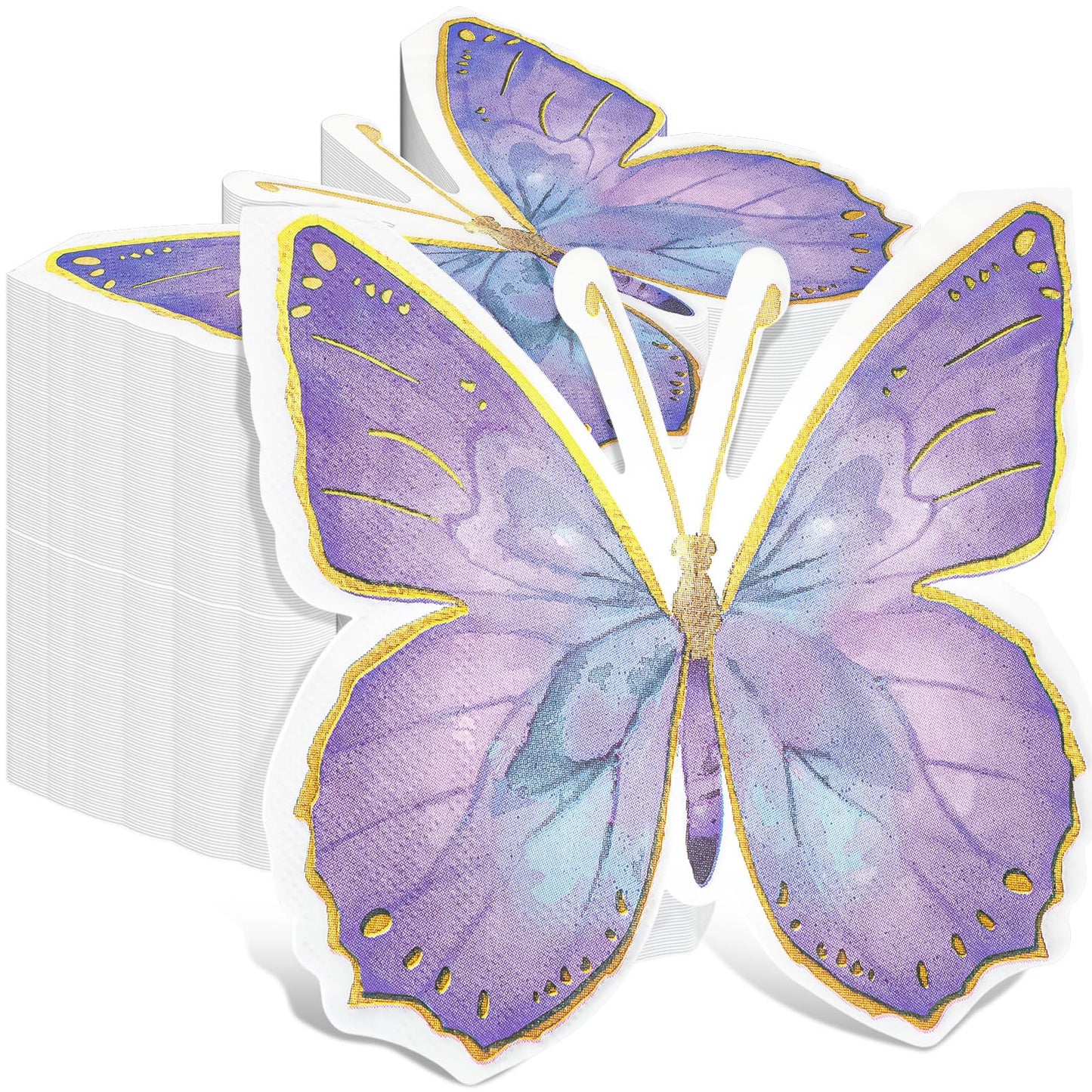 Resurhang 100 Pcs 100 Pcs Butterfly Napkins 6.3x5.7in Disposable Fairy Placemat Butterfly Paper Decorative Napkin for Spring Sum