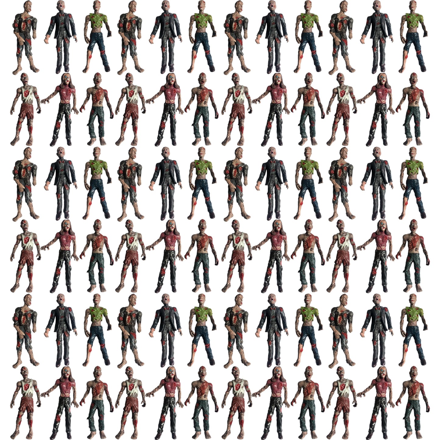 Powertrc Toy Zombie Action Figures With Movable And Detachable Joints | Mini Zombie Figurines | Great For Presents, Decoration, And Party Favors | Pack Of 6, 4 Inches Tall Zombies (72 Pcs)