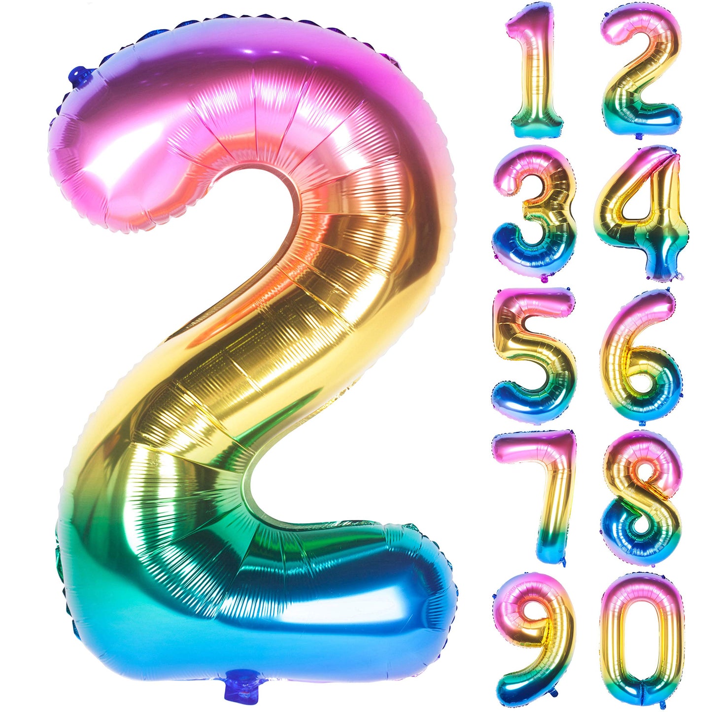 40 Inch Rainbow Digit Helium Foil Birthday Party Balloons (Dark Rainbow 2)