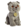 Aurora Miyoni 9" Scottish Fold Plush Toy - Grey Polyester, Model 26473