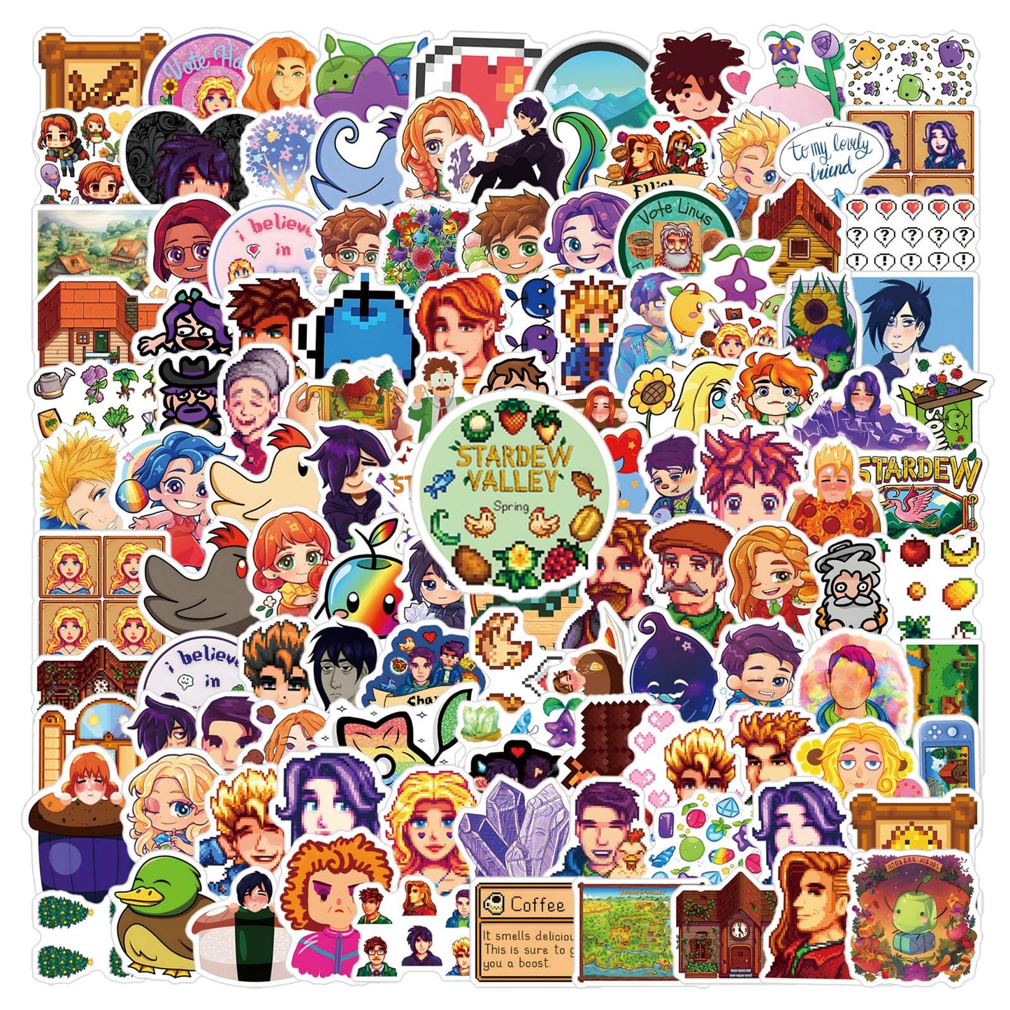146Pcs Stardew Valley Merch Stickers Pack, Funny Game Vinyl Waterproof Stickers For Water Bottle,Skateboard,Laptop,Phone,Bumper,