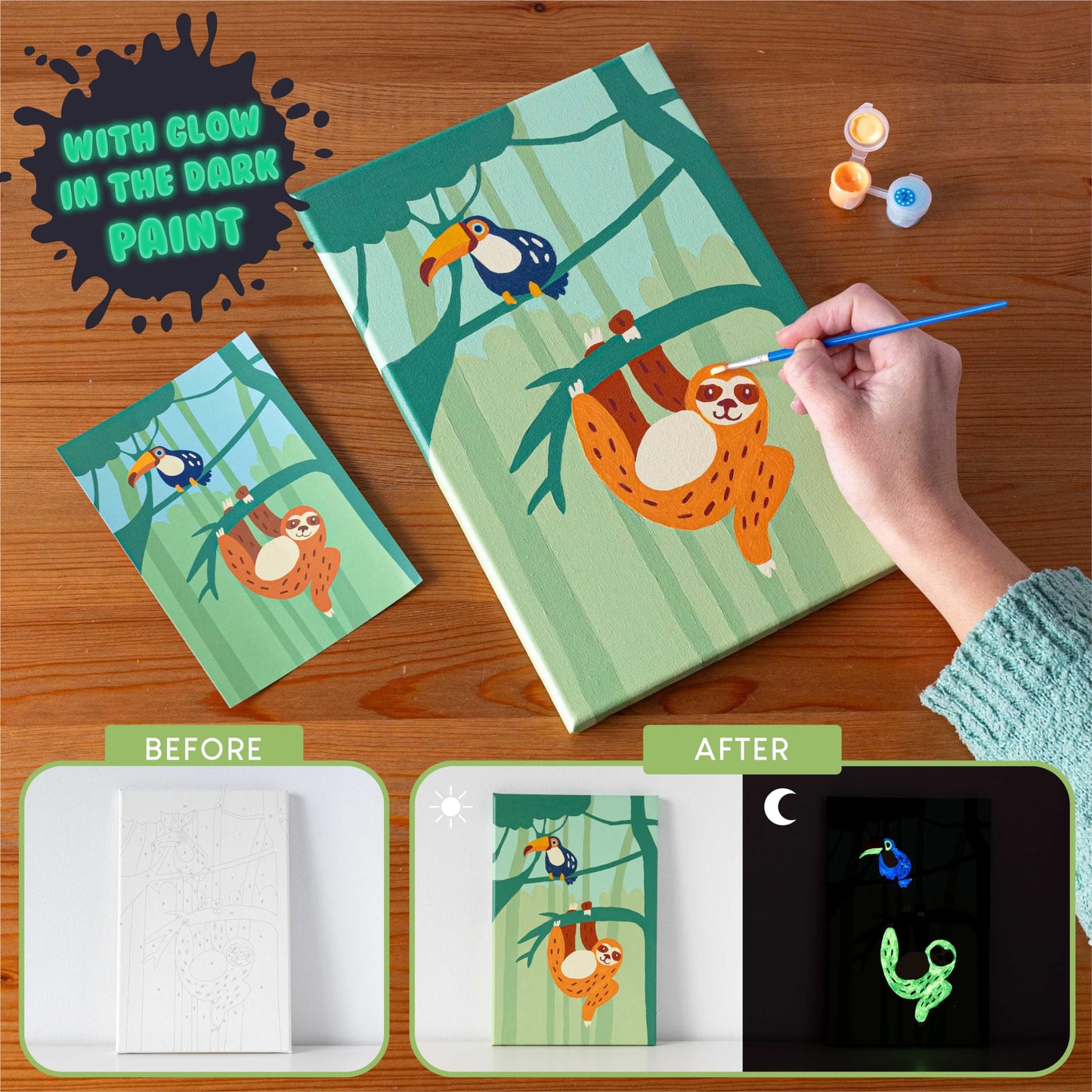 Bonnyco Paint By Numbers Kit For Kids Animals Pack 3 Canvas Paint By Number Canvas, Jungle Animals Gifts For Boys, Arts And Crafts, Kids Paint By Number Kits Pre Drawn Canvas For Painting For Kids