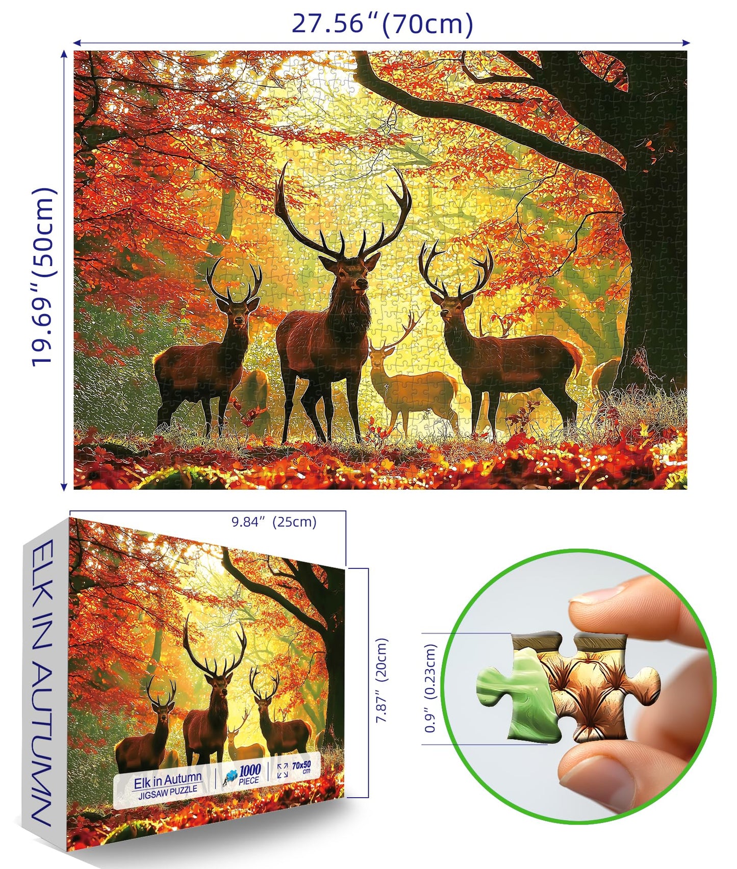 Miniwan 1000 Piece Jigsaw Puzzle For Adults, Impossible Hard Difficult Challenging Puzzles For Adults, Autumn Elk Nature Landsca