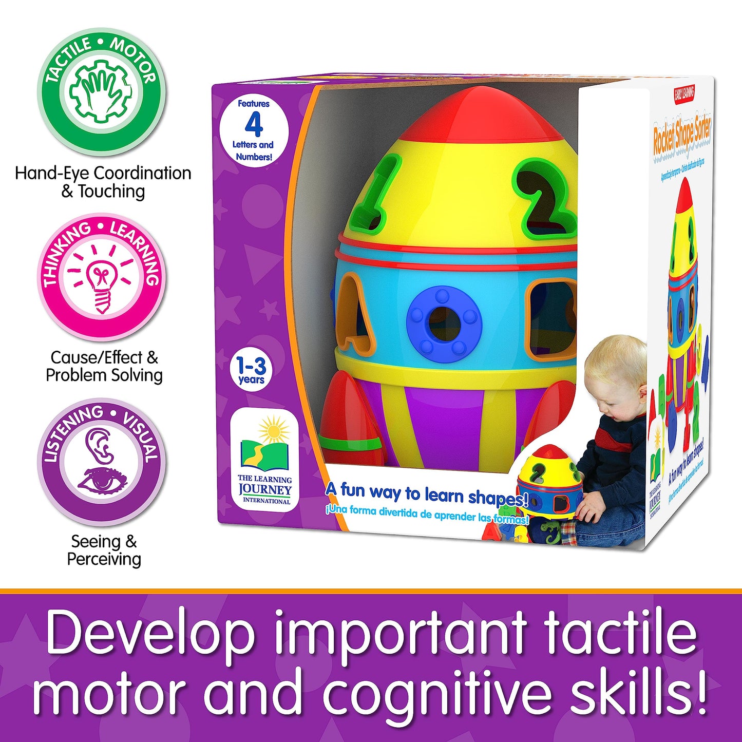 The Learning Journey Rocket Shape Sorter - Multi Color, Plastic, Medium, Model 204207 - Educational Toy for Toddlers 12 Months+