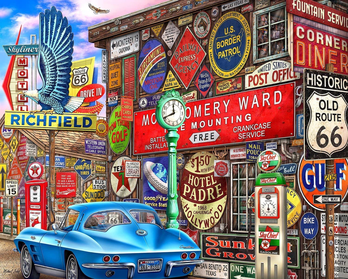 Springbok'S 1000 Piece Jigsaw Puzzle Route Sixty-Six - Made In Usa
