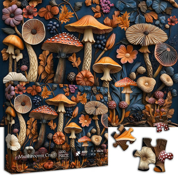 Vintage Mushroom Puzzles For Adults 1000 Pieces, Nature Mushroom Forest Flower Puzzle Art, Unique Plant Jigsaw Puzzle Retro, Imp