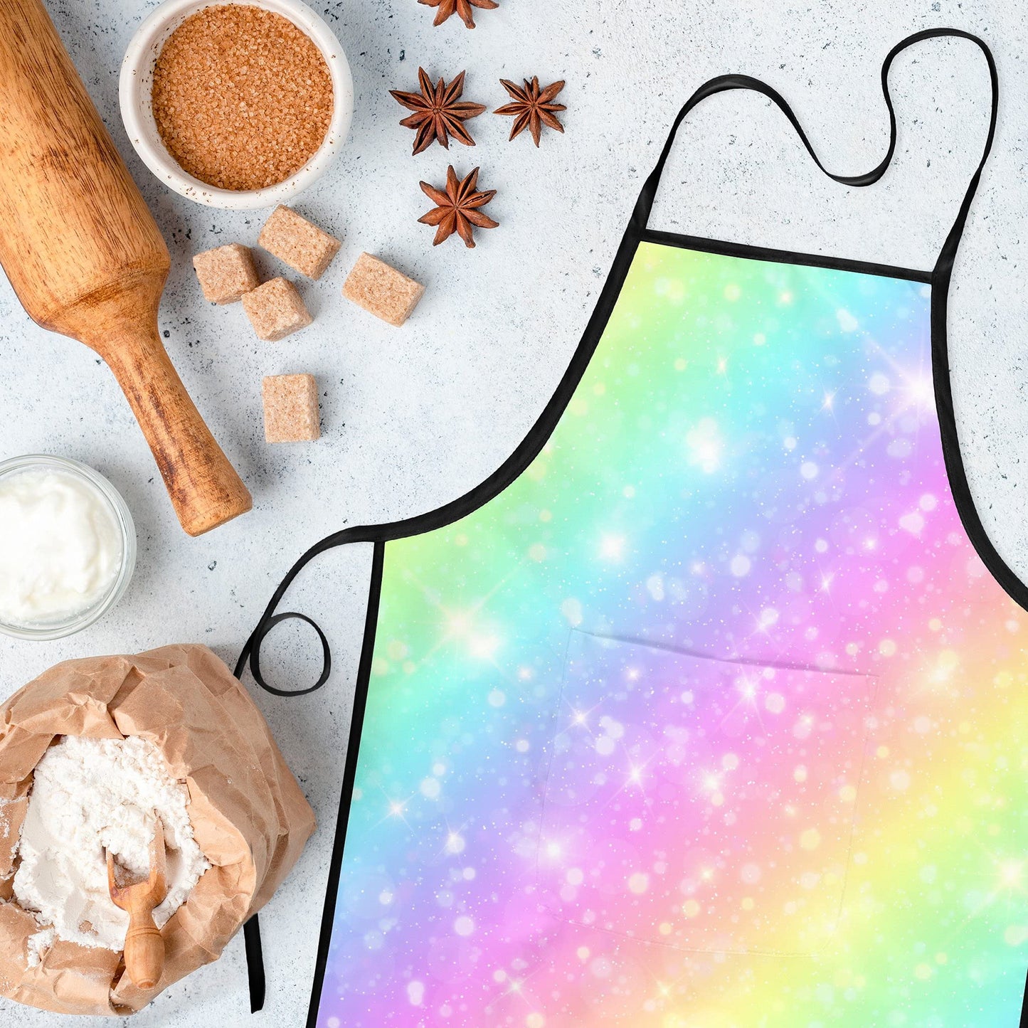 Popologa Rainbow Apron For Girls Boys Kids Cooking Painting Aprons Art Smock Supplies Toddler