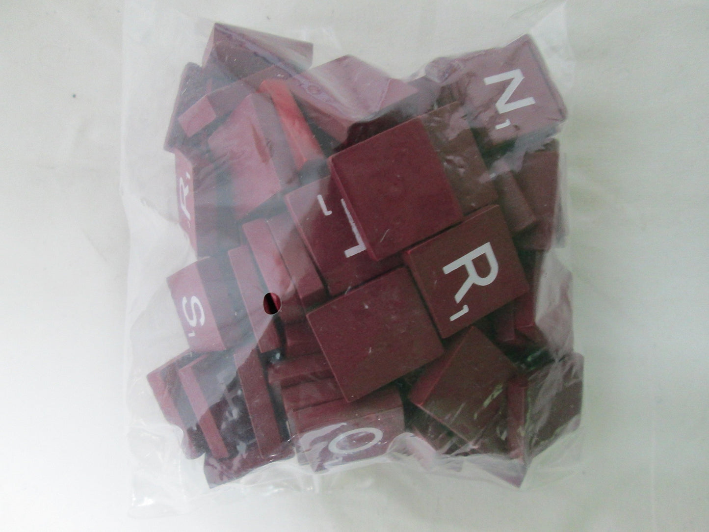 Maroon Wood Scrabble Tiles Set 100 Tiles ~ Game Replacement, Scrapbooking, Crafts, Messages, Etc.