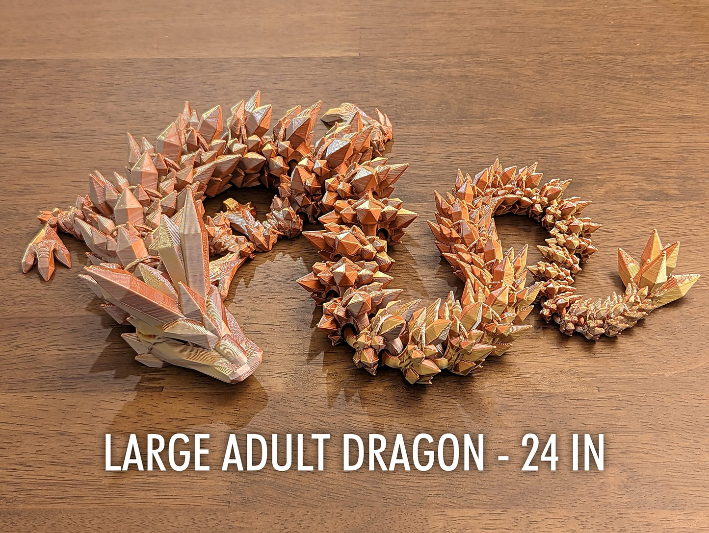 Subpoly Large 24 Articulated Crystal Dragon - Multi Color 3D Printed Plastic Dragon Figure - Rainbow Pearlescent Colors - Interlocked Body Segments and Legs (Large 24 Electrum)