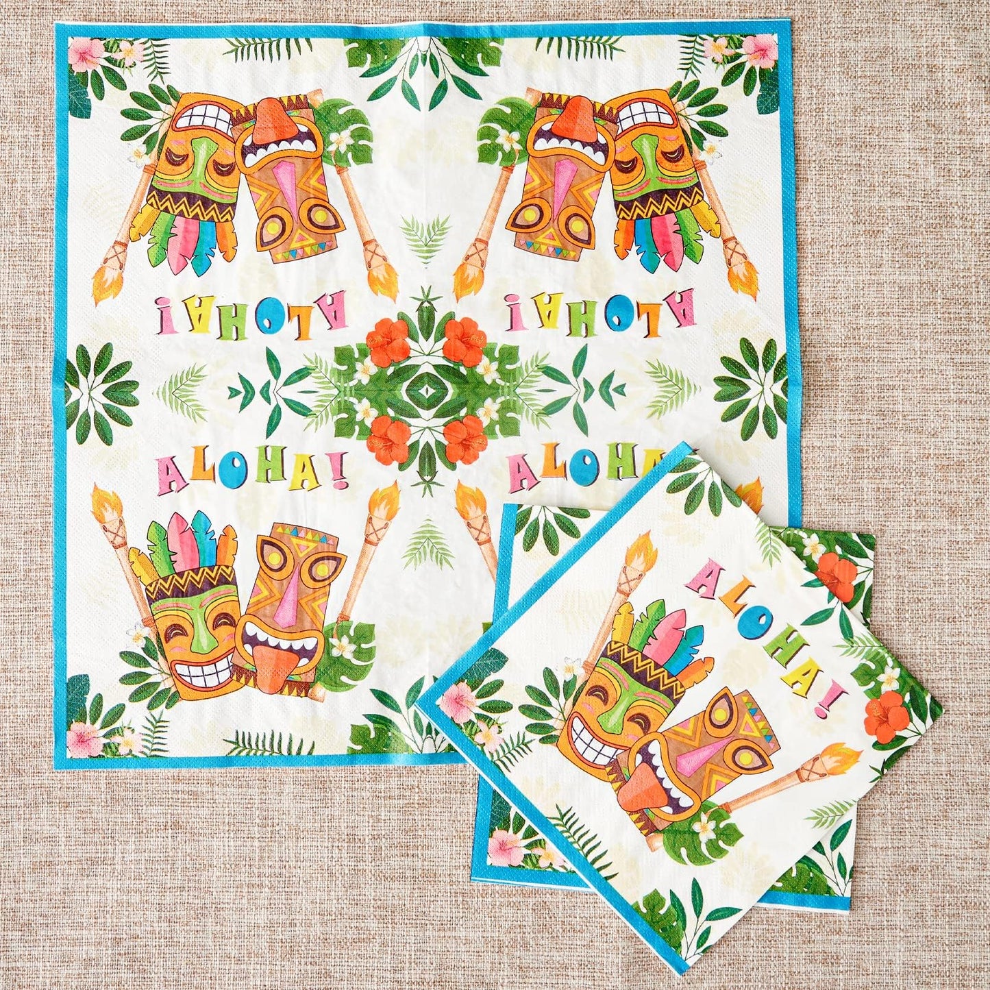 Wernnsai 50Pcs Hawaiian Luau Napkins - Tropical Tiki Themed Party Supplies Disposable Aloha Paper Napkins For Birthday Summer Pool Beach Party
