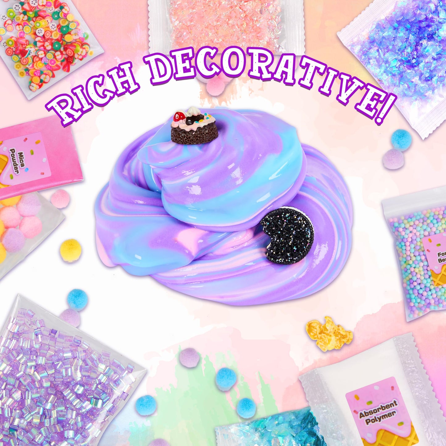 Slime Kit For Girls, Unicorn Slime Kit,Fluffy Slime Making Kit, Diy Slime Making Kits, Kids Slime Creation Kit And Super Birthda