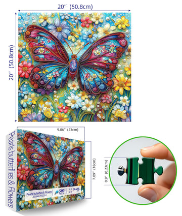 500 Piece Puzzles for mature-themeds Clearance 3D Butterfly & Springtime Flowers Jigsaw Puzzle for mature-themeds for enhanced Gifts Party Games Family Fun 20X20 in Dust Free Puzzle