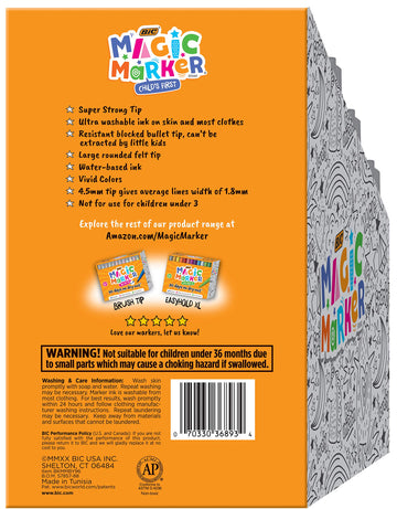BIC Child's First Magic Marker, 96-Count, Assorted Colors, Plastic, Model BKMMBY96-AST