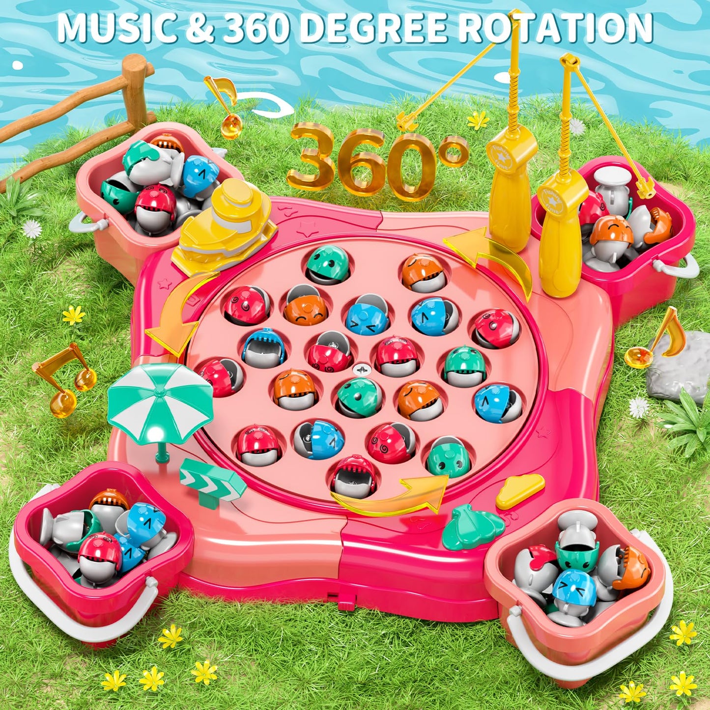 Magnetic Fishing Game For Kids Toddlers 3-5, 70 Pcs Fishing Toys For Kids Toddlers 3-5, Fishing Table Toys Board Game Birthday G