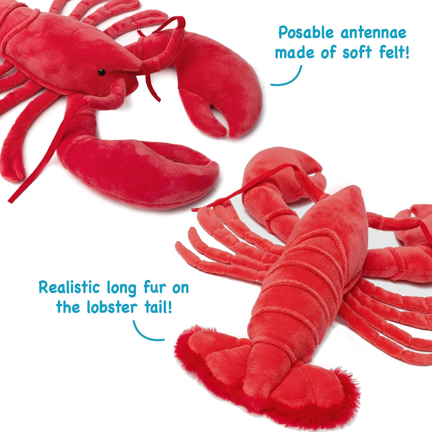 TigerHart 13-Inch Lenora The Lobster Plush Stuffed Animal - Multicolor, Soft Polyester Material