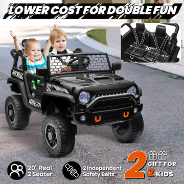 Joyracer 24V Kids Electric Ride On Truck W/4X200W, 4Wd/2Wd Switchable Xl 2 Seater Ride On Car W/20 ' ' Seat, Remote Control Powe