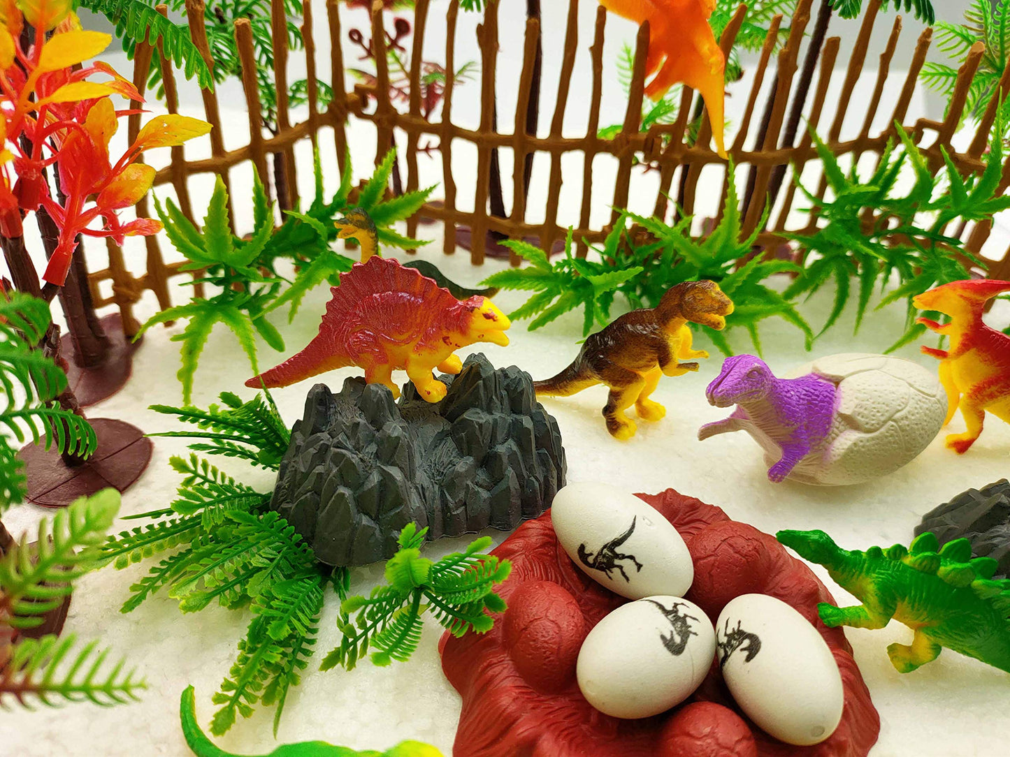 MOMOONNON 56 Pcs Dinosaurs Cake Decorations Set - Ho Scale Trees & Toys, Multi-Color, PVC - Perfect for Kids' Parties & Cake Toppers