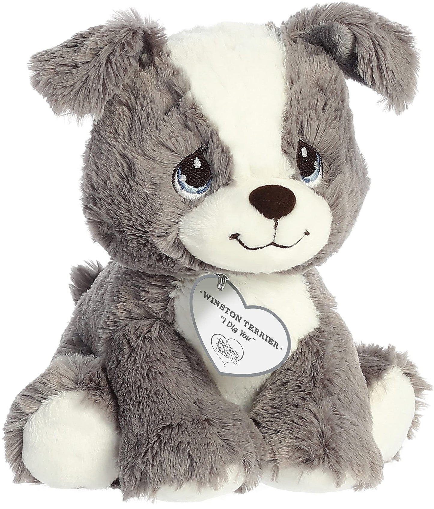 Aurora® Inspirational Precious Moments™ Winston Terrier Stuffed Animal - Cherished Memories - Enduring Comfort - Gray 8.5 Inches