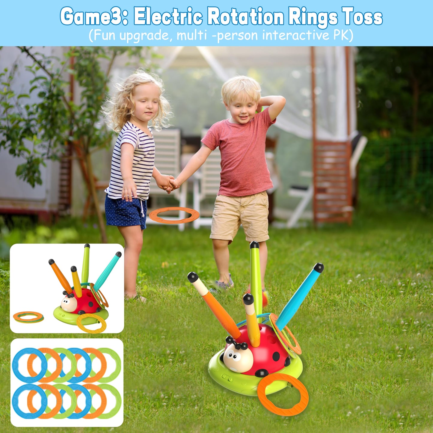 Engfa 3 In 1 Musical Jump, Toss Ring Game Toys, Stomping Launch Rocket Launcher For Kids Toys For Girls Boys 3-5, Sports & Outdo