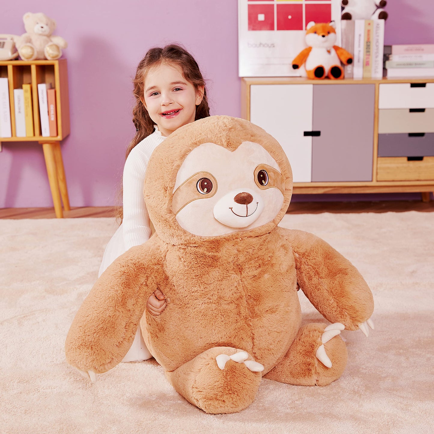 Ikasa Giant Sloth Stuffed Animal Plush Toy,Large Bradypod Cute Jumbo Soft Toys,Huge Big Size Plushie,Gifts For Kids (Sloth B, 30 Inches)