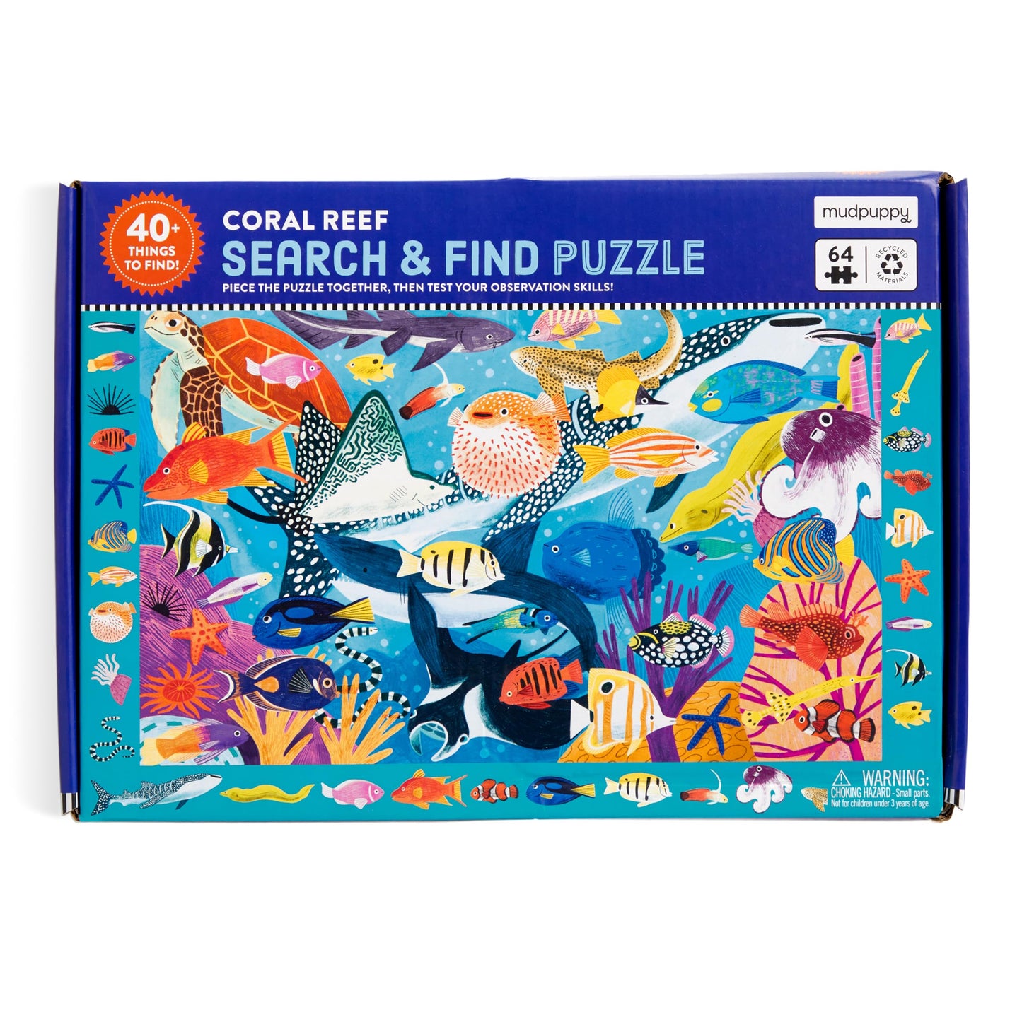Mudpuppy Coral Reef - 64 Piece Search & Find Puzzle Featuring Diverse Marine Animals And Over 40 Hidden Images To Find For Ages