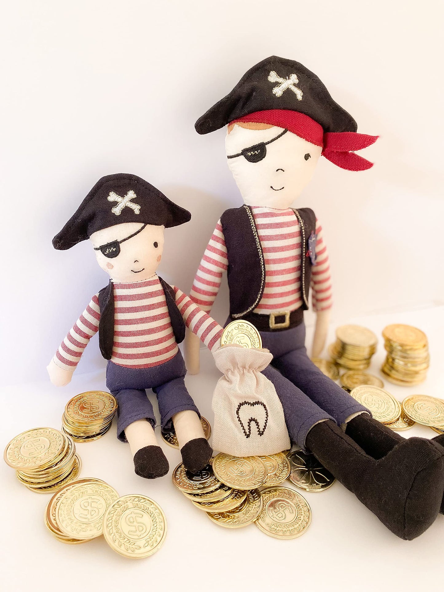 MON AMI Tooth Mate Pirate Fairy Doll with Tooth Bag 10 Plush Pirate Doll for First Loose Tooth for Boys & Girls