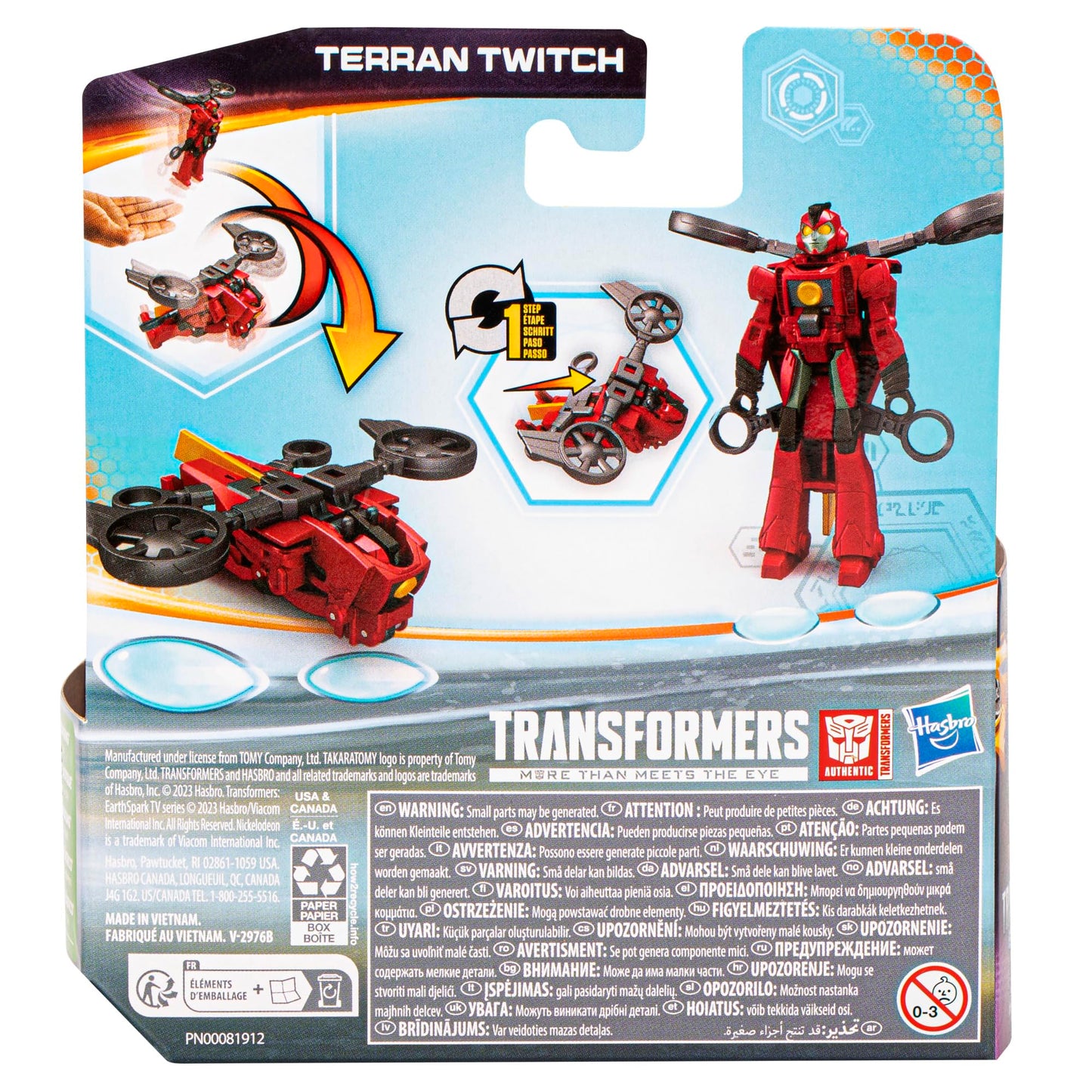 Transformers Earthspark 1-Step Flip Changer Terran Twitch, 4-Inch Action Figure, Converting Robot Toys For Kids, Easter Basket Stuffers, Ages 6+