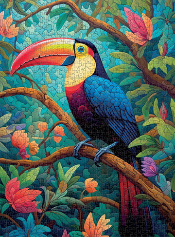 Cross & Glory - Mystical Mosaic: Toucan'S Paradise - 1000 Piece Jigsaw Puzzle For Adults | Vibrant Tropical Forest Art