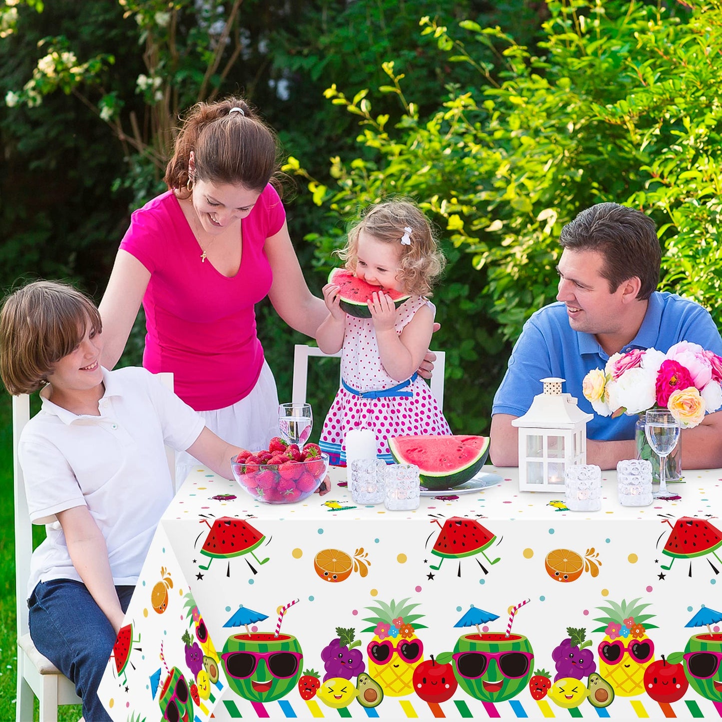 Bkeecten 3 Packs Fruit Theme Table Cover Decorations Watermelon Pineapple Disposable Plastic Tablecloths For Kids Birthday Baby