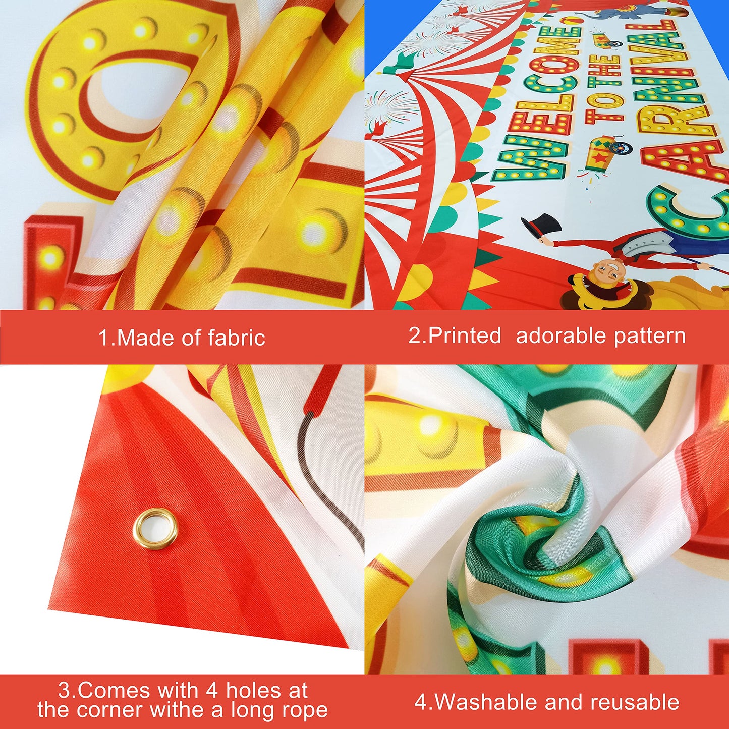 Katchon Xtralarge Welcome To The Carnival Banner - 72X44 Inch | Carnival Theme Party Decor, Backdrop & Games Decor