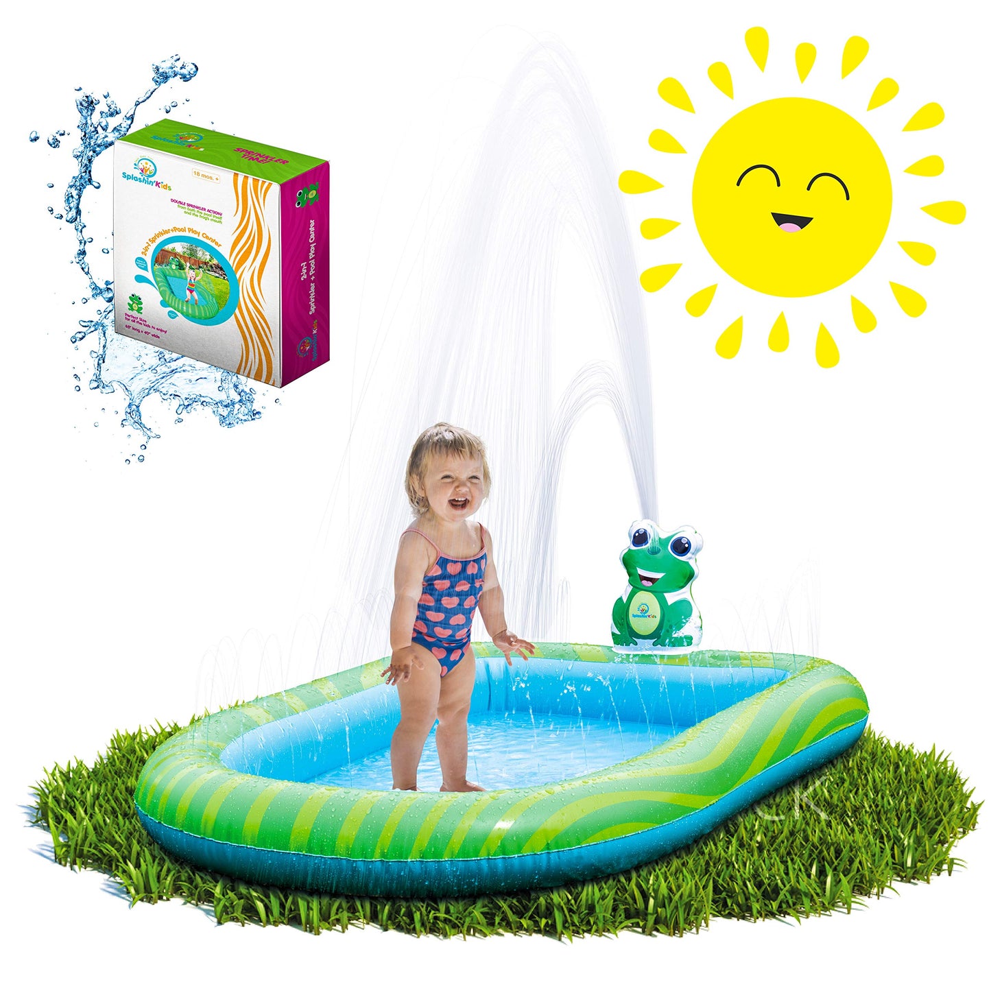 Splashin'Kids 3 In 1 Inflatable Sprinkler Pool For Kids, Baby Pool, Kiddie Pool, Toddlers Wading Swimming Water Outdoor Toys Babies Boys Girls Small (Small And Large Size)