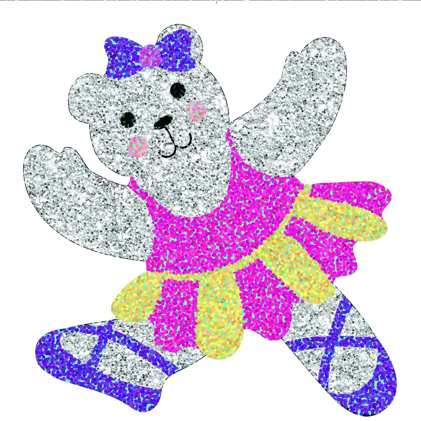 Jillson Roberts Bulk Roll Stickers, Ballerina Teddy, 100 Repeats, Polyethylene Terephthalate, Model BS7328.1