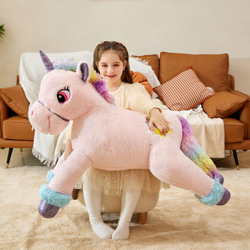 Ikasa Giant Unicorn Stuffed Animal Plush Toy,Big Large Jumbo Soft Toys,43' Huge Size Cute Fluffy Plushy Fat Oversized Plushie,Gifts For Kids Girls Boys (43 Inches, Pink)
